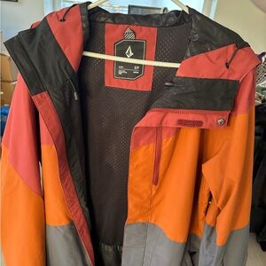 Volcom Men's Red and Orange Ski Jacket